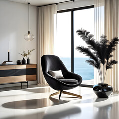 modern living room interior with furniture. Sofa design. Generative AI