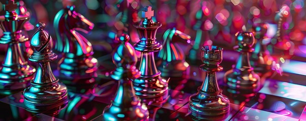  A game of chess in the shiny metal-digital world, where light dictates strategy