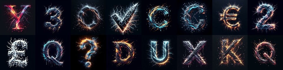 lightning and bolts lettering. AI generated illustration