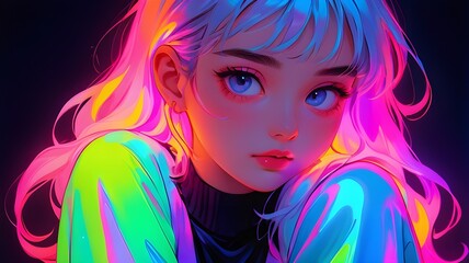 Neon Enigma Unraveling the Mystery of a Shiny-Faced Beautiful Girl