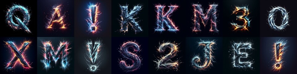 lightning and bolts lettering. AI generated illustration