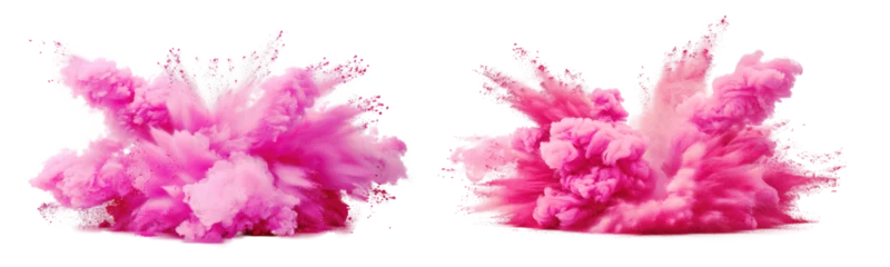 Kussenhoes Set of pink explosion smoke isolated on transparent background. © comicsans