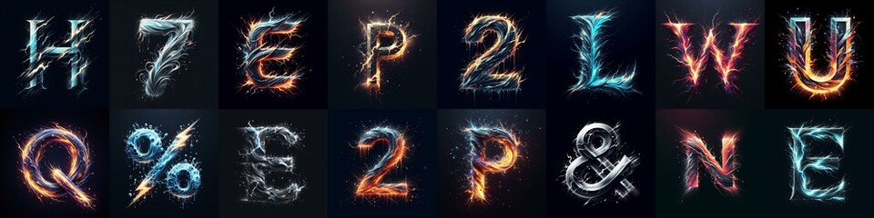 lightning and bolts lettering. AI generated illustration