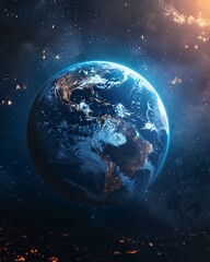 earth in space in the center of the frame