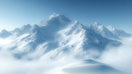 Fototapeta premium From a high altitude, a snowy mountain range's view emerges in the distance Clouds populate the foreground