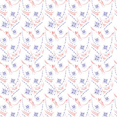 Retro oriental motif with small flowers on a light background. Vintage seamless floral pattern. Floral print. Vector design.