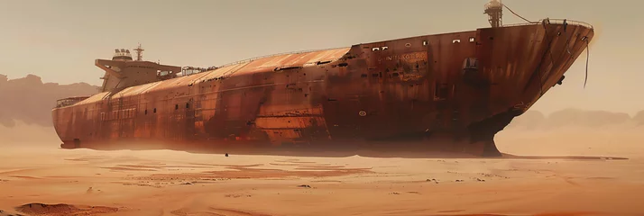 Poster cargo ship stranded in the desert © Syukra