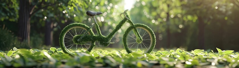 bicycle made of recycled materials, promoting green transportation - obrazy, fototapety, plakaty