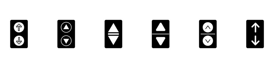 Elevator visa buttons icon set. Elevator, elevator button outline icon. Elevator press for visa vector icon collection, elevator visa button set. © Rick Cranches