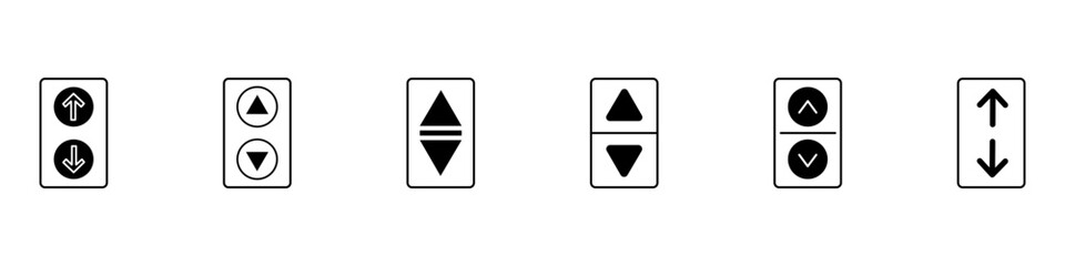 Elevator visa buttons icon set. Elevator, elevator button outline icon. Elevator press for visa vector icon collection, elevator visa button set. © Rick Cranches