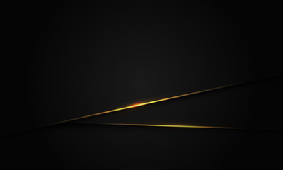 Abstract gold line light slash on black shadow with blank space design modern luxury futuristic blackground vector - 777513199