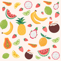 summer sale banner pattern with tropical fruits