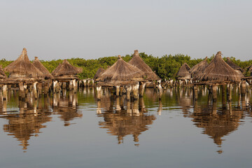Ancient ranaries on an island among mangrove trees, Joal-Fadiouth, Senegal