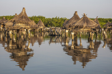 Ancient ranaries on an island among mangrove trees, Joal-Fadiouth, Senegal