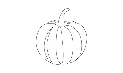 Vector continuous one simple single abstract line drawing of pumpkin isolated on a white background