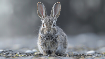 Obraz premium A rabbit with soft fur, long ears and a sensitive muzzle.
