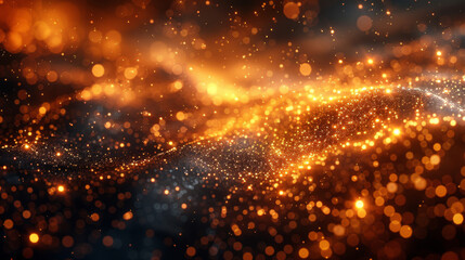 Fototapeta premium Abstract golden lights on black background.