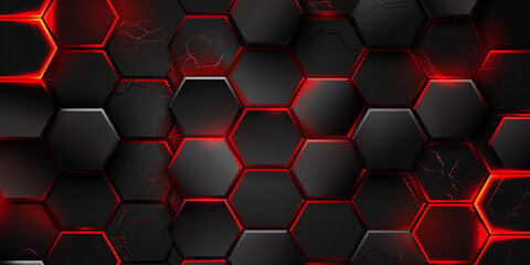 Abstract black red grey metallic carbon neutral overlap red light hexagon