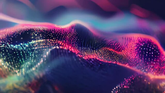 abstract digital wave with glowing particles. Futuristic technology style.