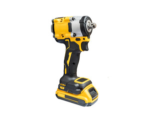Electric tool ,Power tool ,Mid-Range Cordless Impact Wrench or Cordless screwdriver with battery on white background