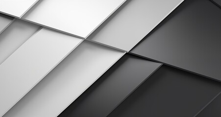 White Charcoal abstract modern background for design. 3D effect. Diagonal lines. Triangles. Gradient. Metallic sheen. Web banner. Wide. Panoramic. Dark. Geometric shapes.