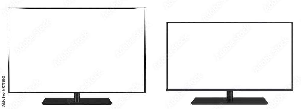 Wall mural desktop computer screen mockup isolated cutout object with shadow on transparent background .png fil