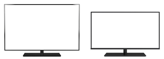 Desktop computer screen mockup isolated cutout object with shadow on transparent background .png file