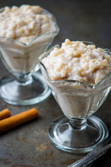Rice pudding with cinnamon