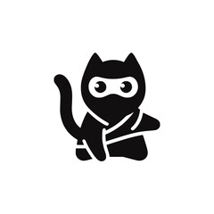 ninja cat animal logo vector illustration template design