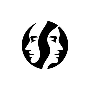 double face logo vector illustration template design
