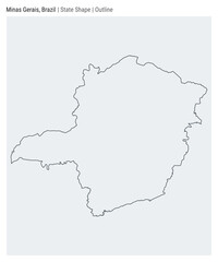 Minas Gerais, Brazil. Simple vector map. State shape. Outline style. Border of Minas Gerais. Vector illustration.