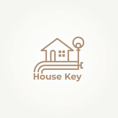 minimalist house key real estate line art icon logo template vector illustration design. simple modern Home buyer, housing, Property developer logo concept
