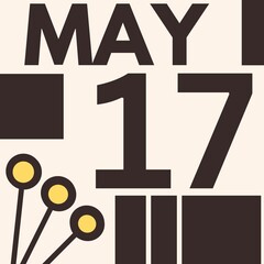 MAY 17 . Modern calendar icon .date ,day, month .flat Modern style calendar for the month of MAY