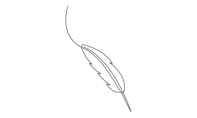 Vector continuous one simple single abstract line drawing of Quill pen isolated on a white background