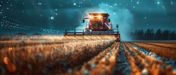 digital smart combine harvester, AI integration in agricultural machinery, optimizing harvesting precision. leveraging data analytics, yield estimation, increased productivity.