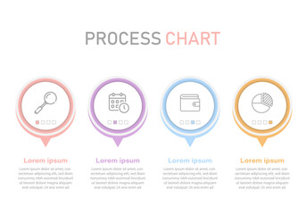 Vector infographic design with icons and 4 options or process steps. Presentation, workflow layout, banner, flow chart, data graph.