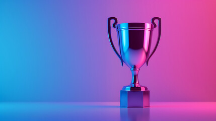 Trophy victory plain Background with space for text. Minimalist Sports with symbol of achievement.  Generative AI.