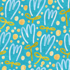 Abstract seamless pattern with watercolor drawing in doodle style.