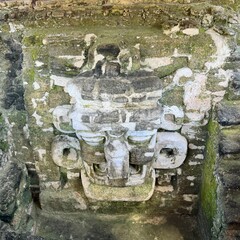 Ancient stucco mask uncovered in Tikal National Park, Guatemala 