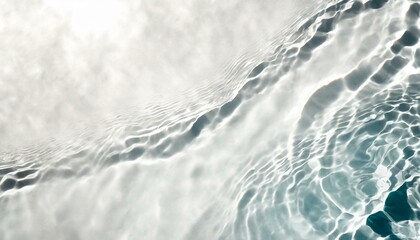 Ripple water texture on white background. Shadow of water on sunlight. Mockup for product spa or...