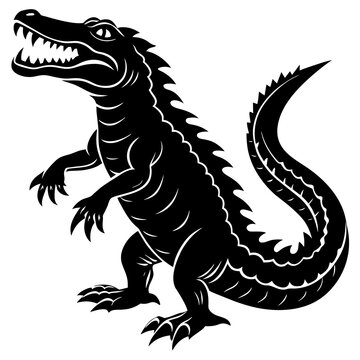 crocodile silhouette vector illustration,turnstone house,Cute cartoon dragon characters,Holiday t shirt,Hand drawn trendy Vector illustration,svg crocodile face,dragon on black background
