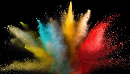 Fototapeta premium Launched colorful powder, isolated on black background 