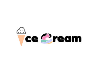 Ice cream logo design with illustration of ice cream cone,Set of sweet food labels,Melting ice cream logo modern sophisticated ice cream shop logo in simple style monoline,delicious ice cream logo