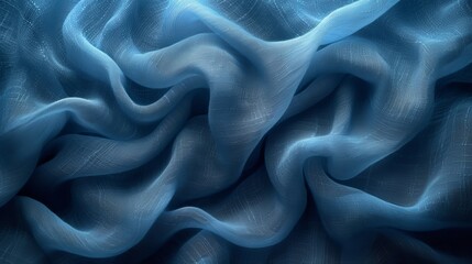 Obraz premium A tight shot of a blue fabric featuring a wavy pattern at its upper and lower edges