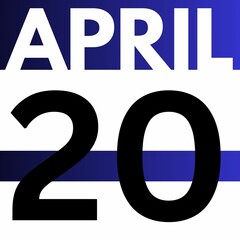 April 20 . Modern gradient style calendar .date ,day, month .Modern gradient style calendar for the month of April