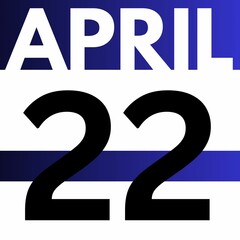 April 22 . Modern gradient style calendar .date ,day, month .Modern gradient style calendar for the month of April