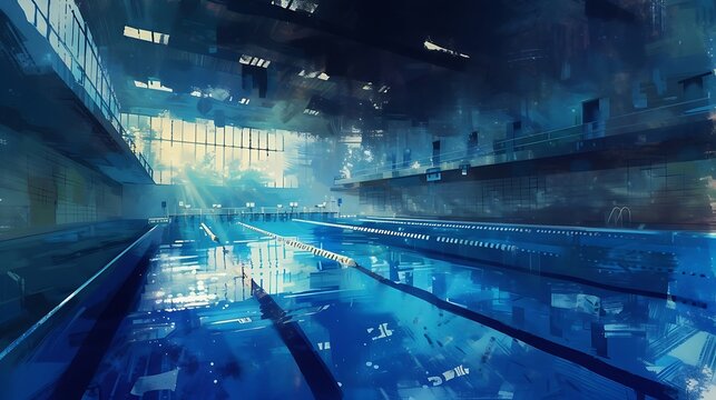 an image encapsulating the allure of an AI-conjured Olympic swimming pool, a haven painted in shades of blue where dreams crystallize into reality, and boundaries cease to exist attractive look