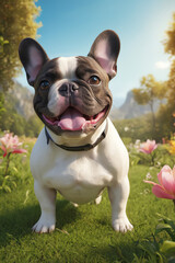 Fototapeta premium Happy-Go-Lucky French Bulldog Enjoying Outdoor Frolic