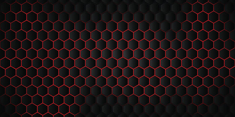 Hexagonal Black background with Red light