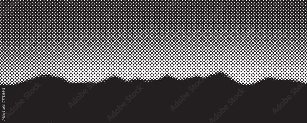 Poster vector halftone dots background, fading dot effect. grunge noise hills art wallpaper design for prin